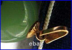 Vtg 14K Gold & Nephrite Jade Imperial Russian Egg Pendant marked 585 Hallmarked