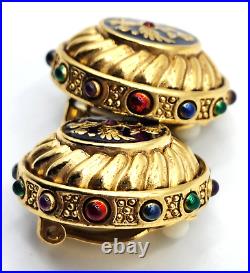 Vtg. Joan Rivers Gold Tone Russian Imperial Regal Eagle Shield Clip-on Earrings