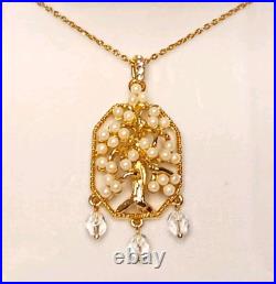 Vtg New Tatiana Faberge Imperial Collection Family Tree Pearl Pendant & Necklace