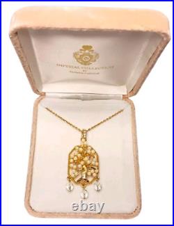 Vtg New Tatiana Faberge Imperial Collection Family Tree Pearl Pendant & Necklace