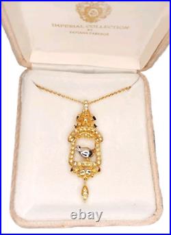 Vtg New Tatiana Faberge Imperial Collection Rhinestone Bird Pendant & Necklace