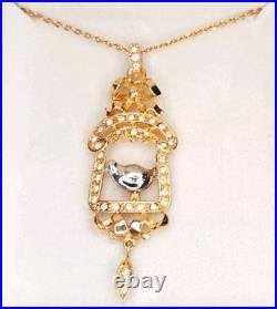 Vtg New Tatiana Faberge Imperial Collection Rhinestone Bird Pendant & Necklace