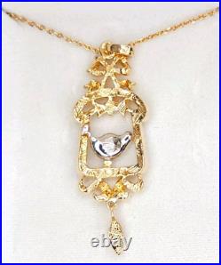 Vtg New Tatiana Faberge Imperial Collection Rhinestone Bird Pendant & Necklace