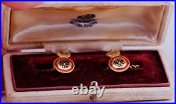 WWI Imperial Russian Faberge Order of St. Anna 14k Gold Enamel Cufflinks Set