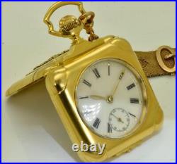 WWI Imperial Russian Officer's 18k Gold Plated Square Shaped Pocket-Desk Watch