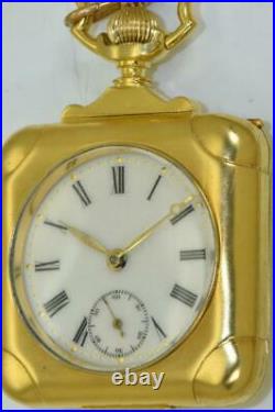 WWI Imperial Russian officer's 18k gold plated square shaped pocket, desk watch