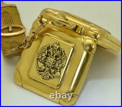 WWI Imperial Russian officer's 18k gold plated square shaped pocket, desk watch